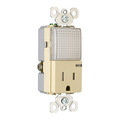 Pass & Seymour TM8HWLTRLACC6 Hallway Light and Receptacle, 2 -Pole, 125 V, 15 A, Back and Side Wiring, Light Almond 2019DC-4